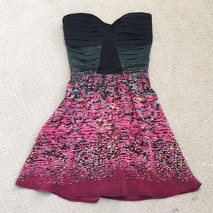 Charlie Jade short strapless 100% silk printed dress